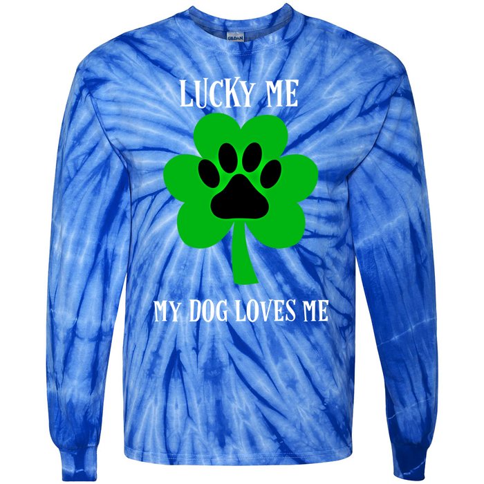 St Patrick's Day Dog Loves Me Lucky Gift Tie-Dye Long Sleeve Shirt