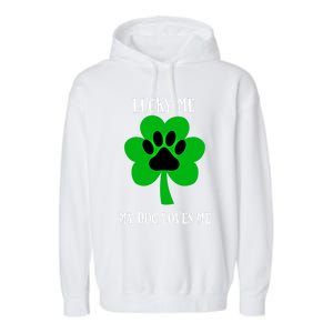 St Patrick's Day Dog Loves Me Lucky Gift Garment-Dyed Fleece Hoodie