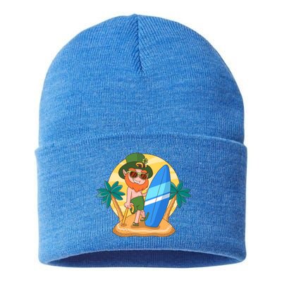 St Patricks Day Hawaii Gnome Gift Sustainable Knit Beanie