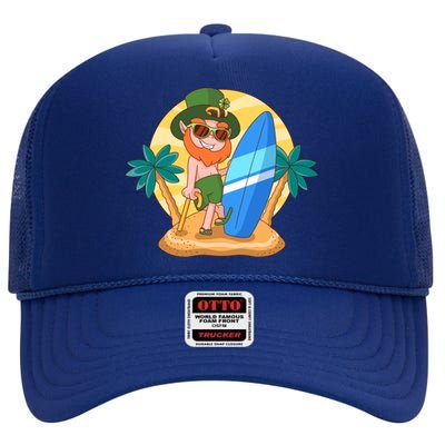 St Patricks Day Hawaii Gnome Gift High Crown Mesh Back Trucker Hat