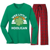 St Patricks Day Shirts Wee Little Hooligan Funny Women's Long Sleeve Flannel Pajama Set 