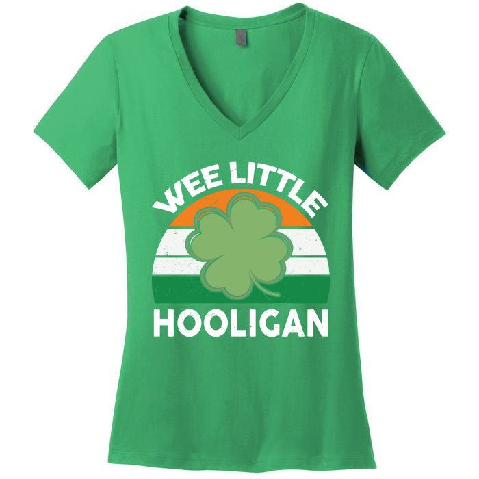 St Patricks Day Shirts Wee Little Hooligan Funny Women's V-Neck T-Shirt