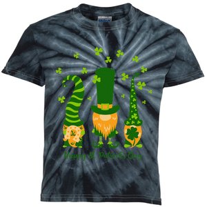 Saint Patrick's Day,3 Gnomes Bring Luck Clover, Horseshoe Kids Tie-Dye T-Shirt