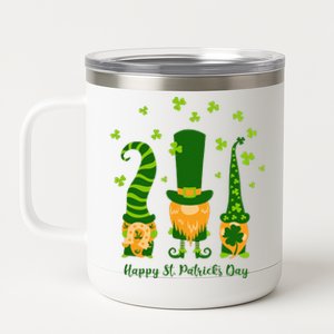 Saint Patrick's Day,3 Gnomes Bring Luck Clover, Horseshoe 12 oz Stainless Steel Tumbler Cup