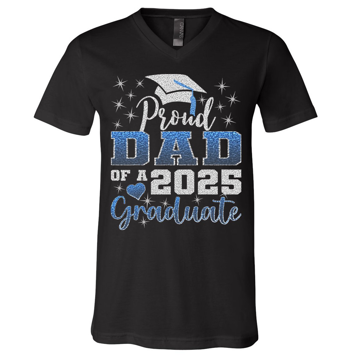 Super Proud Dad Of 2025 Graduate Awesome Family College V-Neck T-Shirt