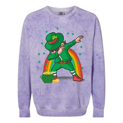 St Patricks Day Dabbing Leprechauns Funny Dab Dance Gift Colorblast Crewneck Sweatshirt