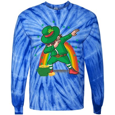 St Patricks Day Dabbing Leprechauns Funny Dab Dance Gift Tie-Dye Long Sleeve Shirt