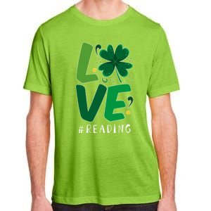 St Patrick's Day Reading Teacher Student Love Luck Clover Meaningful Gift Adult ChromaSoft Performance T-Shirt