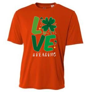 St Patrick's Day Reading Teacher Student Love Luck Clover Meaningful Gift Cooling Performance Crew T-Shirt