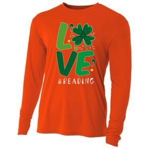 St Patrick's Day Reading Teacher Student Love Luck Clover Meaningful Gift Cooling Performance Long Sleeve Crew