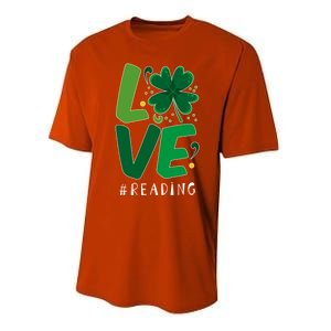 St Patrick's Day Reading Teacher Student Love Luck Clover Meaningful Gift Performance Sprint T-Shirt