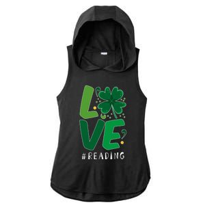 St Patrick's Day Reading Teacher Student Love Luck Clover Meaningful Gift Ladies PosiCharge Tri-Blend Wicking Draft Hoodie Tank