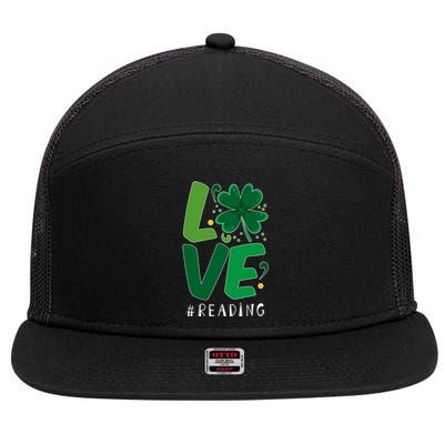 St Patrick's Day Reading Teacher Student Love Luck Clover Meaningful Gift 7 Panel Mesh Trucker Snapback Hat