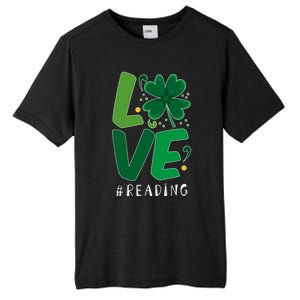 St Patrick's Day Reading Teacher Student Love Luck Clover Meaningful Gift Tall Fusion ChromaSoft Performance T-Shirt