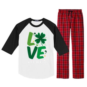 St Patrick's Day Reading Teacher Student Love Luck Clover Meaningful Gift Raglan Sleeve Pajama Set