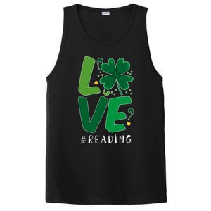 St Patrick's Day Reading Teacher Student Love Luck Clover Meaningful Gift PosiCharge Competitor Tank