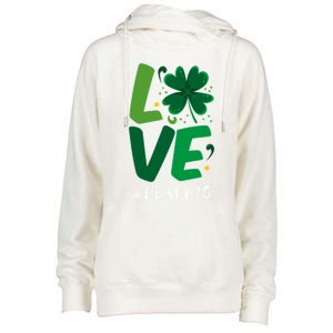 St Patrick's Day Reading Teacher Student Love Luck Clover Meaningful Gift Womens Funnel Neck Pullover Hood