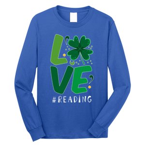 St Patrick's Day Reading Teacher Student Love Luck Clover Meaningful Gift Long Sleeve Shirt