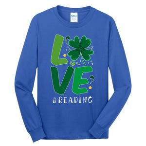 St Patrick's Day Reading Teacher Student Love Luck Clover Meaningful Gift Tall Long Sleeve T-Shirt