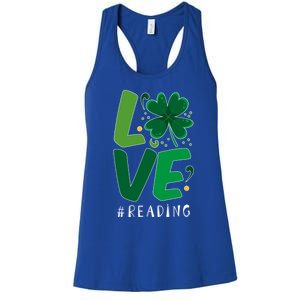 St Patrick's Day Reading Teacher Student Love Luck Clover Meaningful Gift Women's Racerback Tank