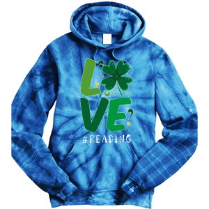 St Patrick's Day Reading Teacher Student Love Luck Clover Meaningful Gift Tie Dye Hoodie