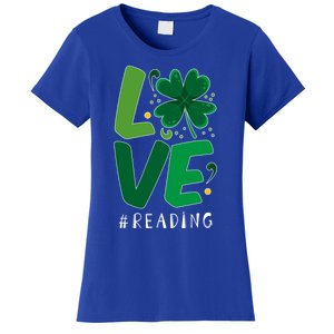 St Patrick's Day Reading Teacher Student Love Luck Clover Meaningful Gift Women's T-Shirt