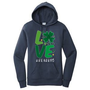 St Patrick's Day Reading Teacher Student Love Luck Clover Meaningful Gift Women's Pullover Hoodie