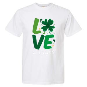 St Patrick's Day Reading Teacher Student Love Luck Clover Meaningful Gift Garment-Dyed Heavyweight T-Shirt