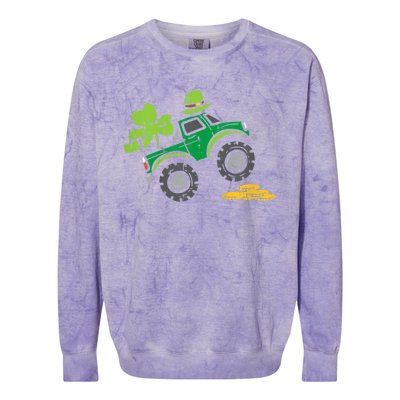 St Patricks Day Shirts Leprechaun Monster Truck Shamrock Gift Colorblast Crewneck Sweatshirt