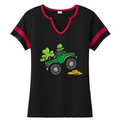 St Patricks Day Shirts Leprechaun Monster Truck Shamrock Gift Ladies Halftime Notch Neck Tee