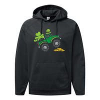 St Patricks Day Shirts Leprechaun Monster Truck Shamrock Gift Performance Fleece Hoodie