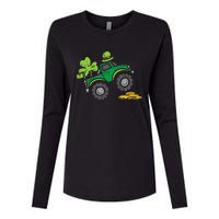 St Patricks Day Shirts Leprechaun Monster Truck Shamrock Gift Womens Cotton Relaxed Long Sleeve T-Shirt