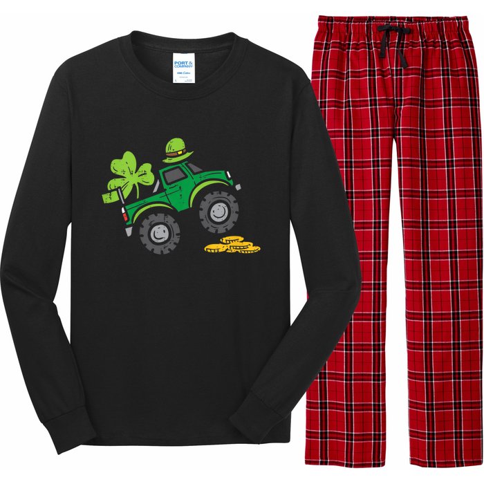 St Patricks Day Shirts Leprechaun Monster Truck Shamrock Gift Long Sleeve Pajama Set