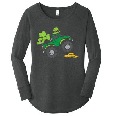 St Patricks Day Shirts Leprechaun Monster Truck Shamrock Gift Women's Perfect Tri Tunic Long Sleeve Shirt