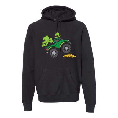 St Patricks Day Shirts Leprechaun Monster Truck Shamrock Gift Premium Hoodie