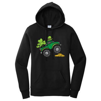 St Patricks Day Shirts Leprechaun Monster Truck Shamrock Gift Women's Pullover Hoodie