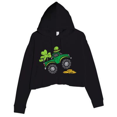 St Patricks Day Shirts Leprechaun Monster Truck Shamrock Gift Crop Fleece Hoodie