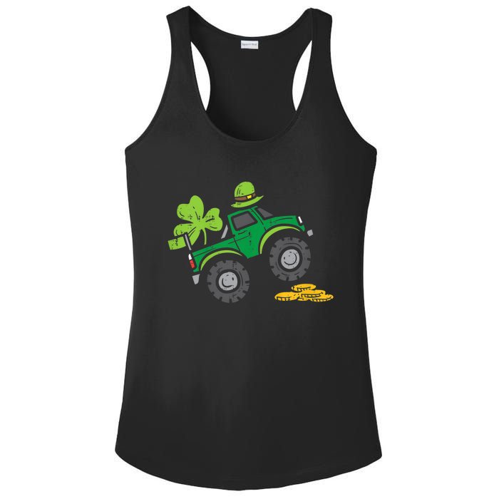 St Patricks Day Shirts Leprechaun Monster Truck Shamrock Gift Ladies PosiCharge Competitor Racerback Tank