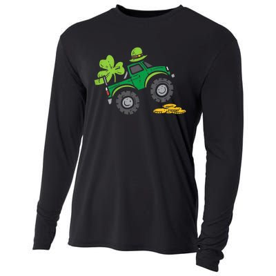 St Patricks Day Shirts Leprechaun Monster Truck Shamrock Gift Cooling Performance Long Sleeve Crew