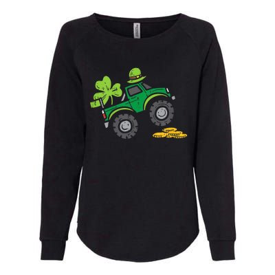 St Patricks Day Shirts Leprechaun Monster Truck Shamrock Gift Womens California Wash Sweatshirt