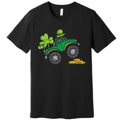 St Patricks Day Shirts Leprechaun Monster Truck Shamrock Gift Premium T-Shirt