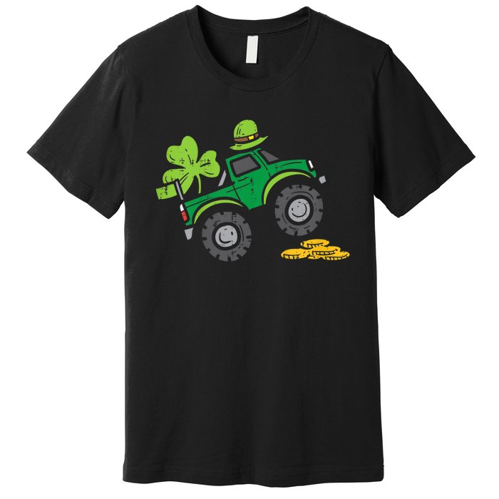 St Patricks Day Shirts Leprechaun Monster Truck Shamrock Gift Premium T-Shirt