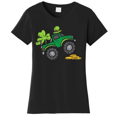 St Patricks Day Shirts Leprechaun Monster Truck Shamrock Gift Women's T-Shirt