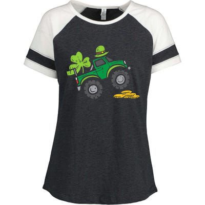 St Patricks Day Shirts Leprechaun Monster Truck Shamrock Gift Enza Ladies Jersey Colorblock Tee