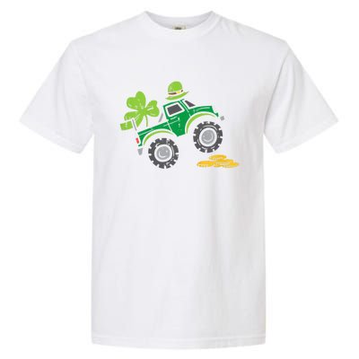 St Patricks Day Shirts Leprechaun Monster Truck Shamrock Gift Garment-Dyed Heavyweight T-Shirt