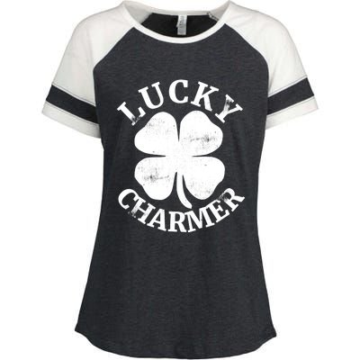 St Patricks Day Shirts LUCKY CHARMER Enza Ladies Jersey Colorblock Tee