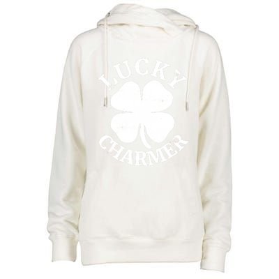 St Patricks Day Shirts LUCKY CHARMER Womens Funnel Neck Pullover Hood