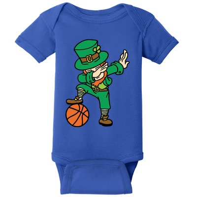 St Patrick's Day Dabbing Leprechaun And Basketball Gift Baby Bodysuit