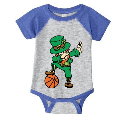 St Patrick's Day Dabbing Leprechaun And Basketball Gift Infant Baby Jersey Bodysuit