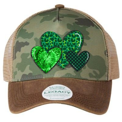 St Patricks Day Festive Heart Legacy Tie Dye Trucker Hat